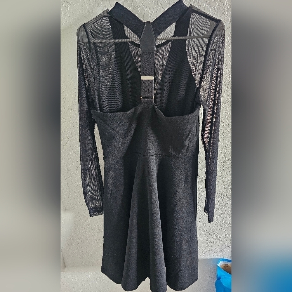Marc by Marc Jacobs Jayden Sheer-Underlay Suspender-Strap Dress Black Me… - Picture 10 of 16